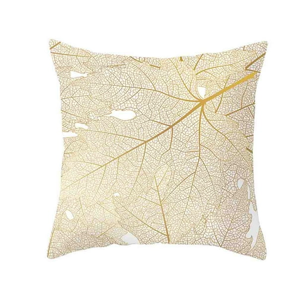 Home Gold Polyester Printed Pillow Sofa Cushion Cover Cover Plant Decor Case